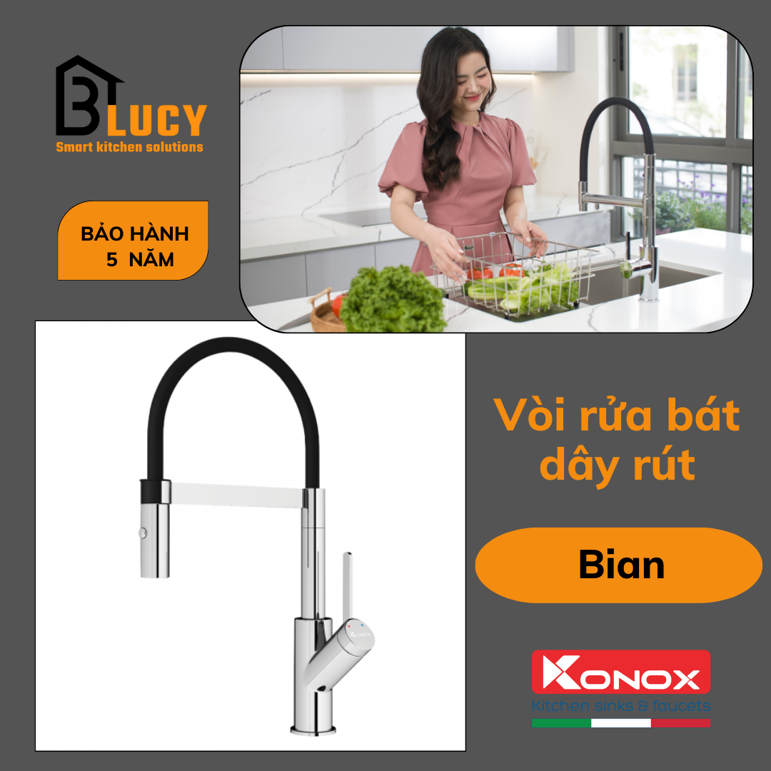 Vòi rửa bát thân mềm Konox Bian